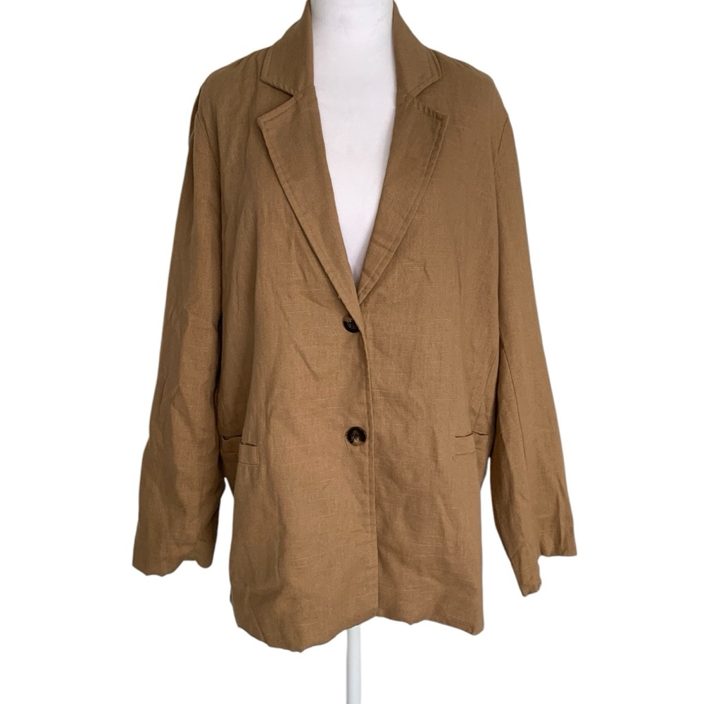 NWT San Souci Large Tan Brown Button Front Linen Blend Large Women’s Jacket